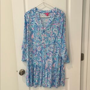 Lilly Pulitzer Blue and Pink Paisley Midi Dress